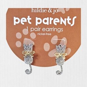 Hildie‎ & Jo Sparkly Cat Drop Earrings – Nickel-Free NWT